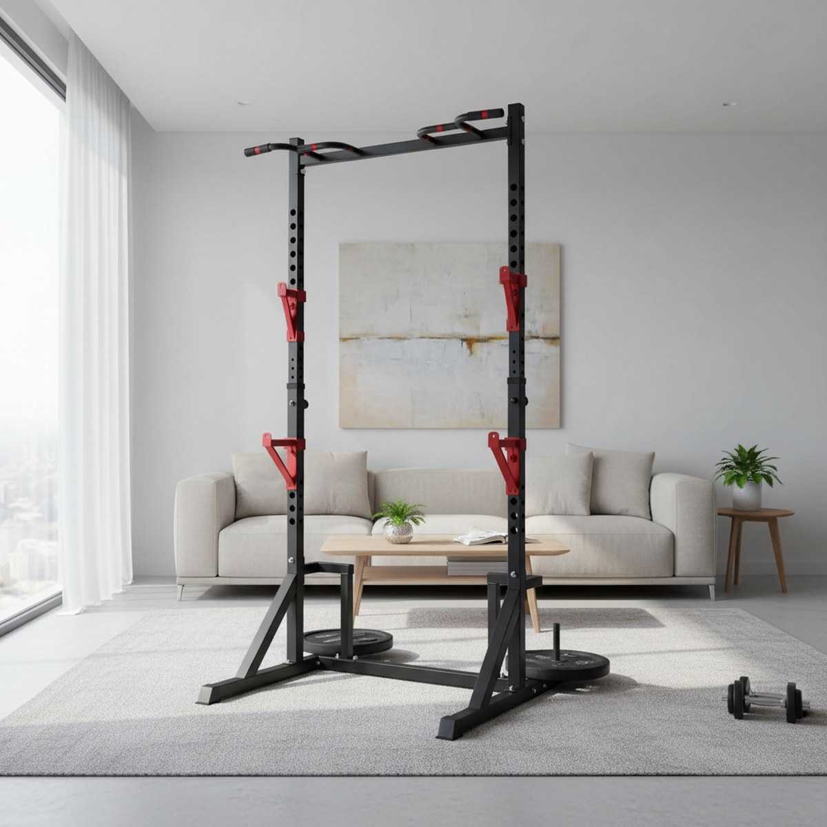 Adjustable Power Rack with Pul - Home Gym Equipments review and price