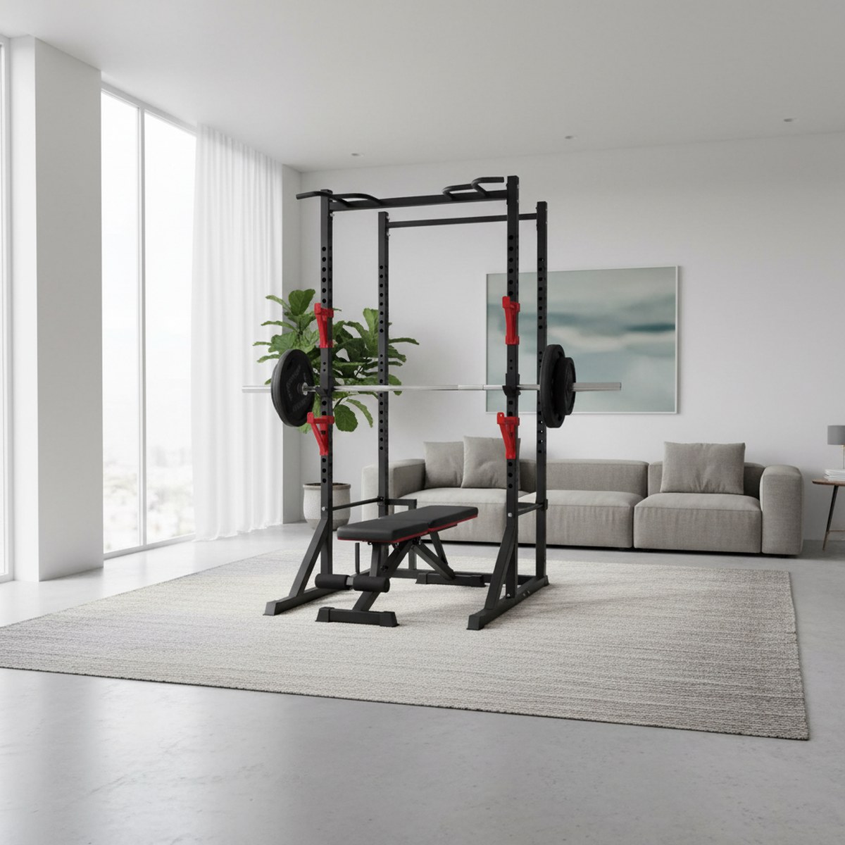 Adjustable Power Rack with Pul - Home Gym Equipments review and price