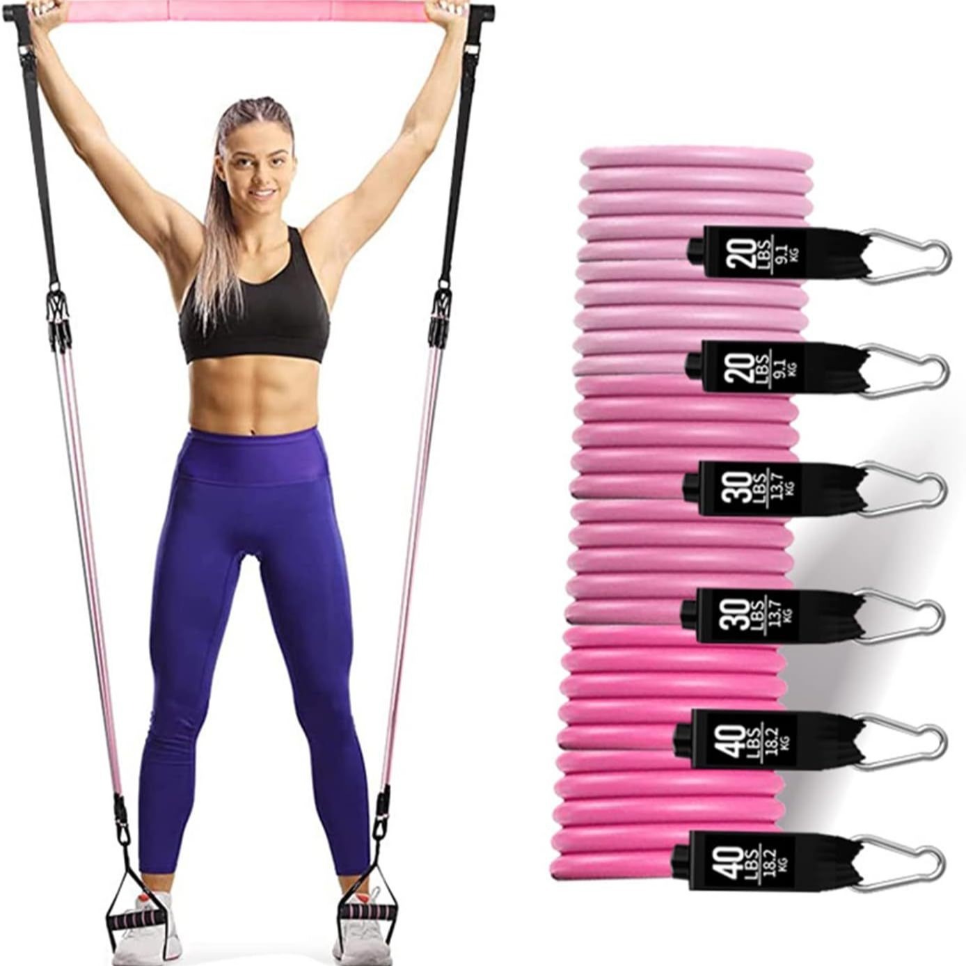180lbs Resistance Bands with A - Home Gym Outfit review and price